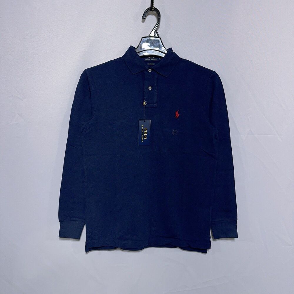 Ralph Lauren Men’s Classic Fit Long Sleeve Mesh Cotton Navy XS Polo Small Pony